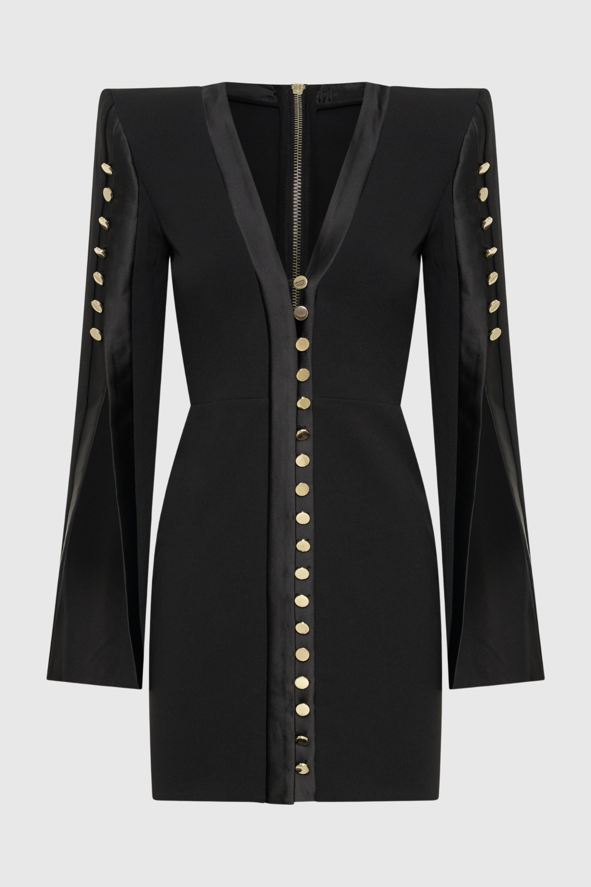 Moises Buttoned Split Sleeve Mini Dress