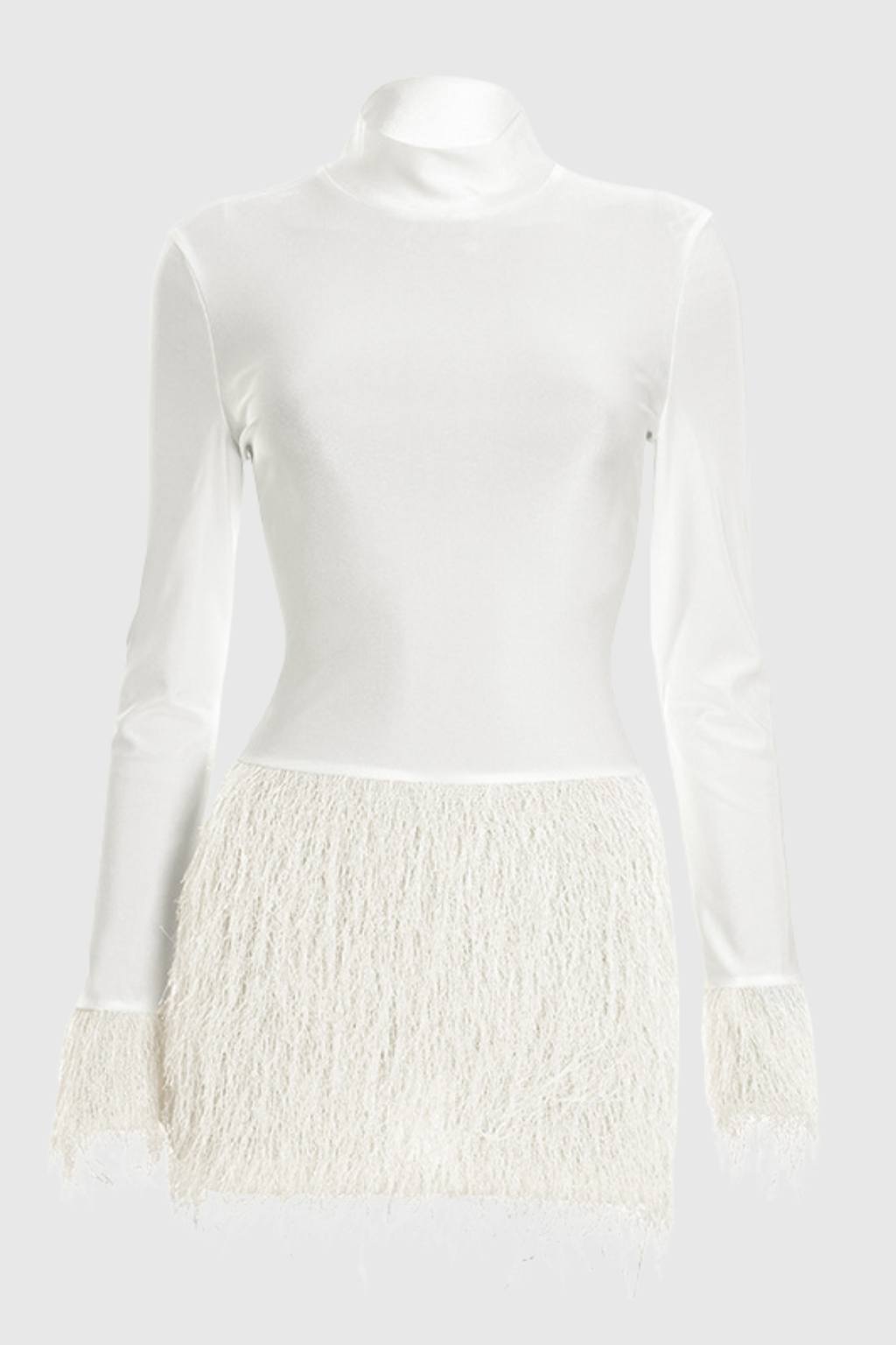 Monga Feather Long Sleeve Mini Dress