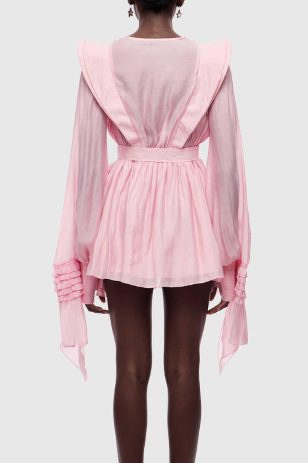 Nalena Ruffle Cutout Mini Dress - Pink