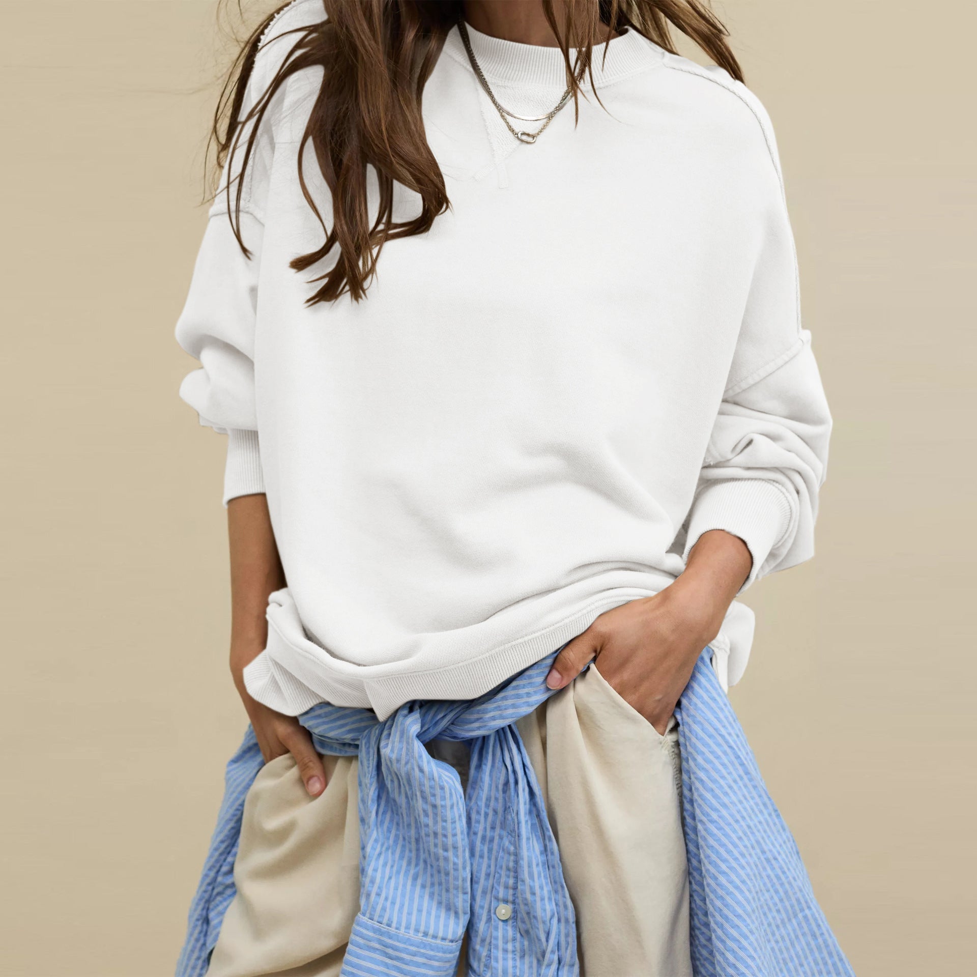 Sweatshirt Coat Women Loose Casual Brand Round Neck Top Women Commuting Wear High Grade
