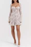 Piarra Lace Flared Mini Dress - White