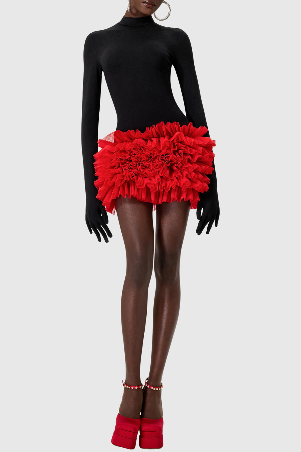 Raiden Ruffle Contrast Color Mini Dress?