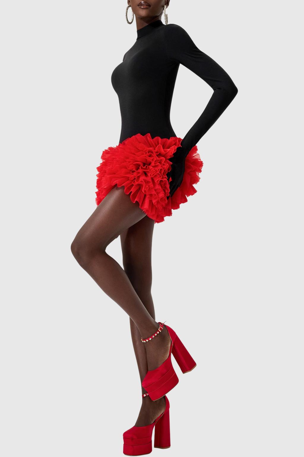 Raiden Ruffle Contrast Color Mini Dress?