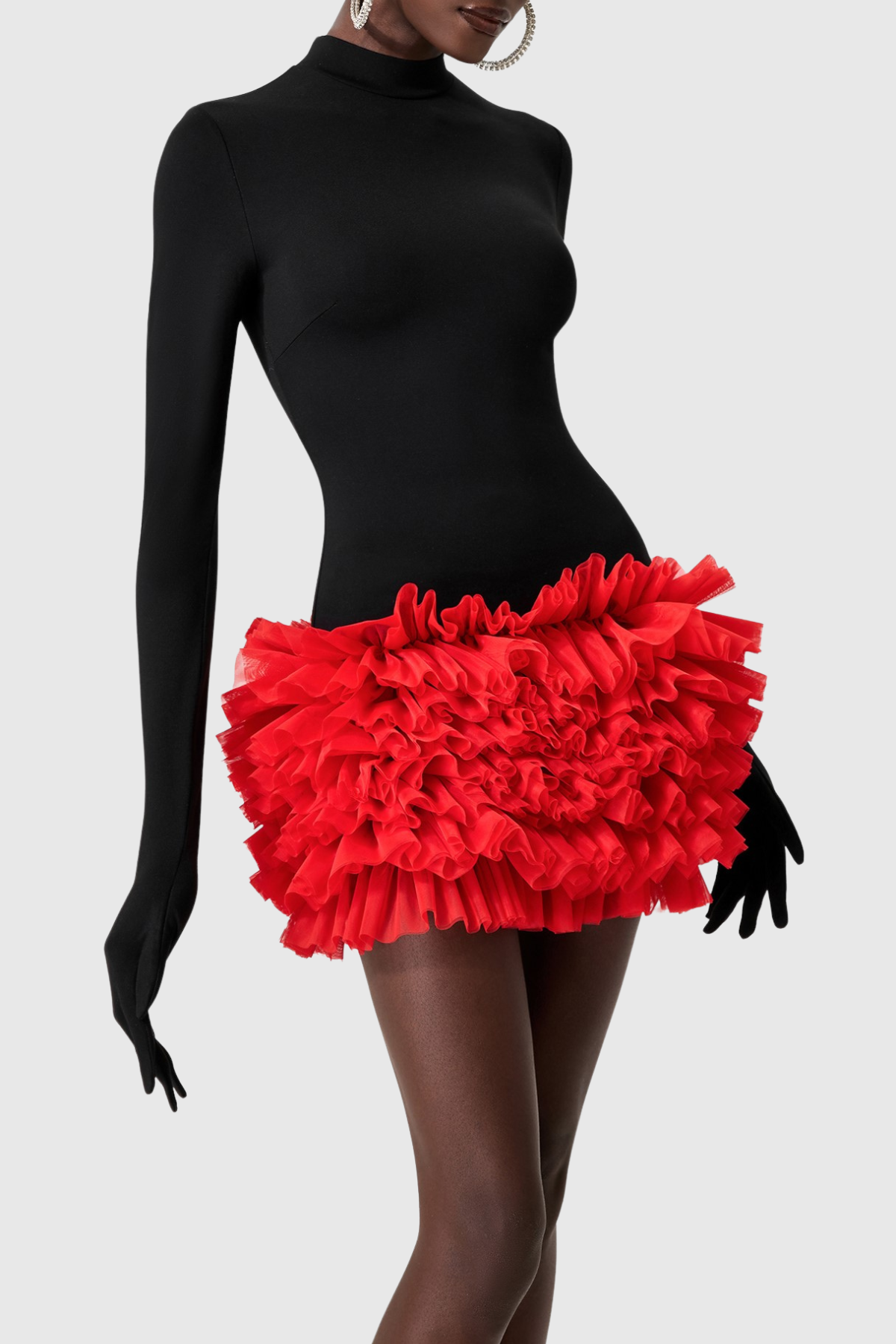 Raiden Ruffle Contrast Color Mini Dress?