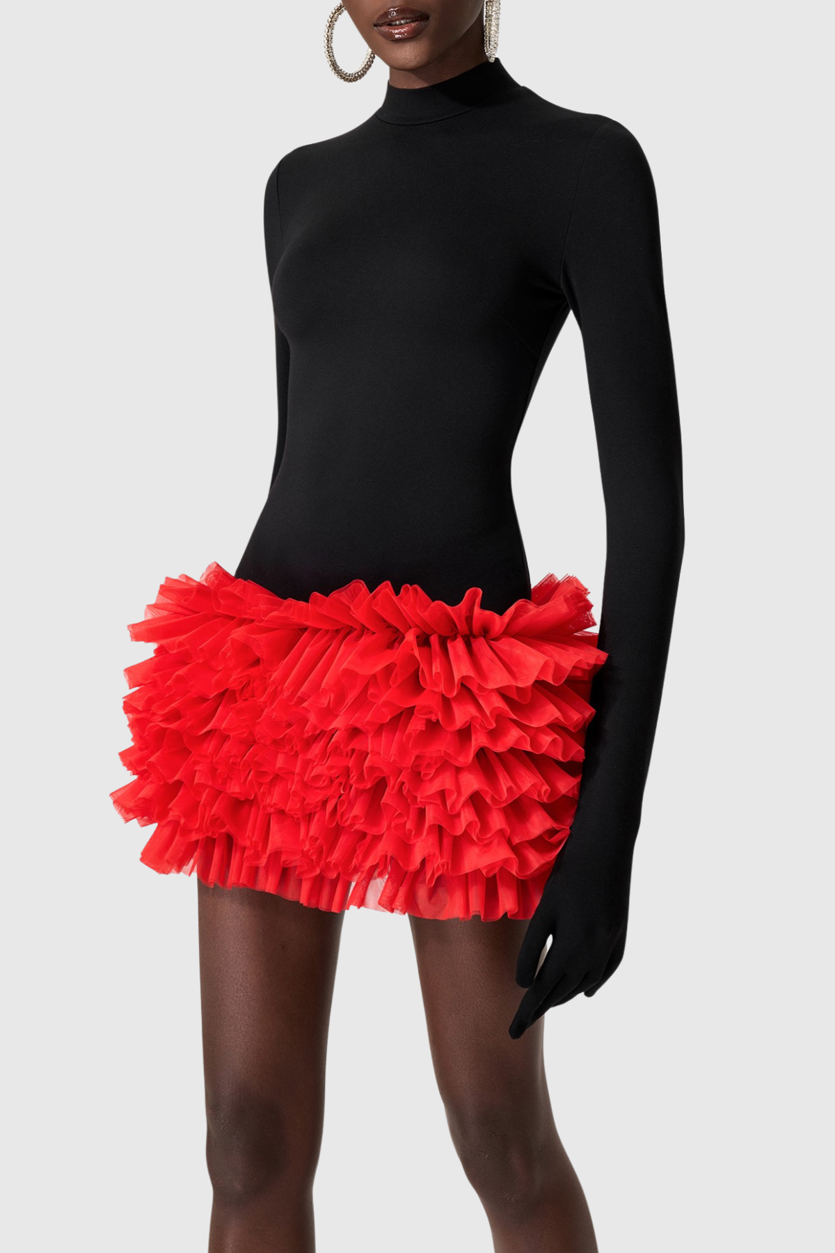 Raiden Ruffle Contrast Color Mini Dress?