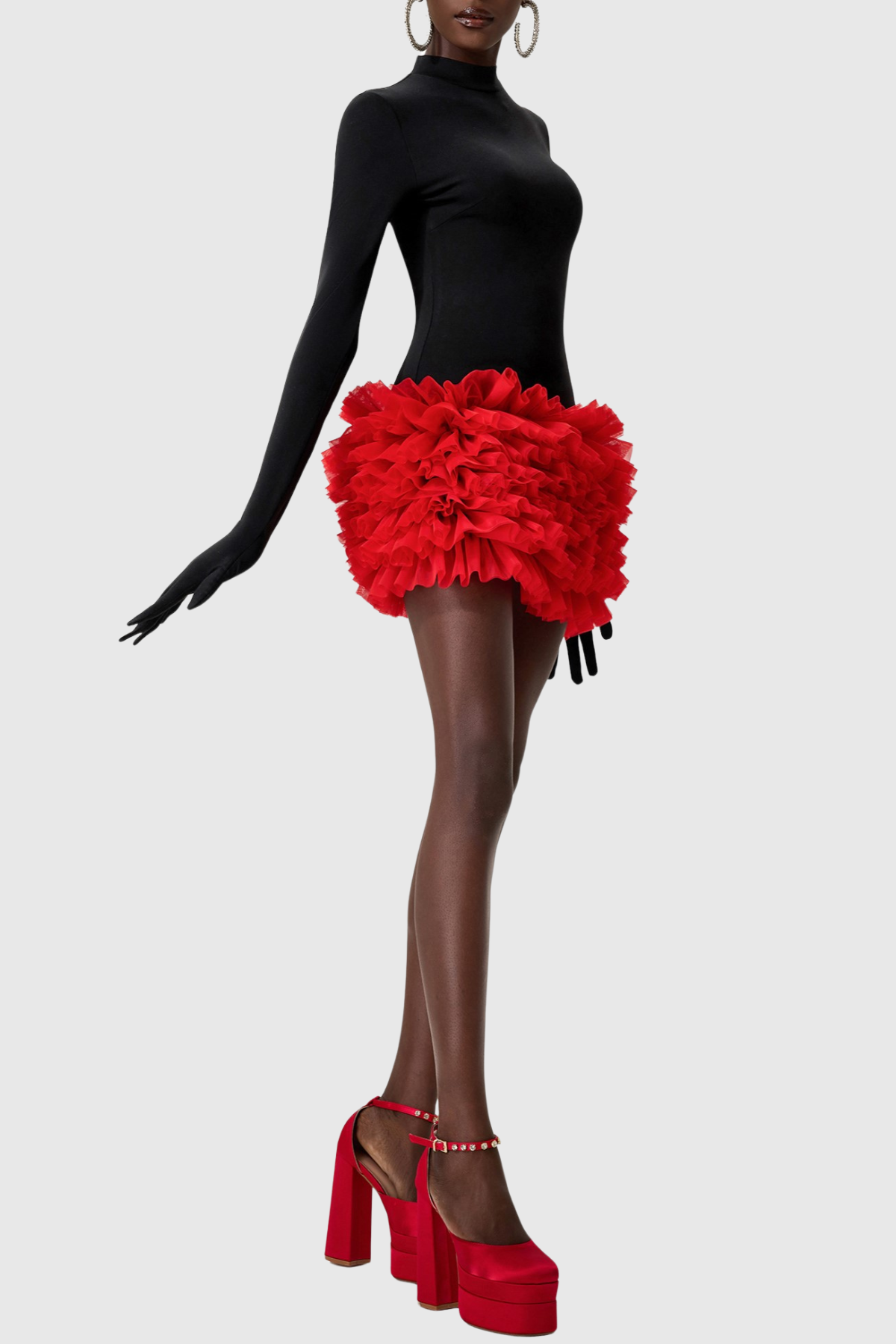 Raiden Ruffle Contrast Color Mini Dress?