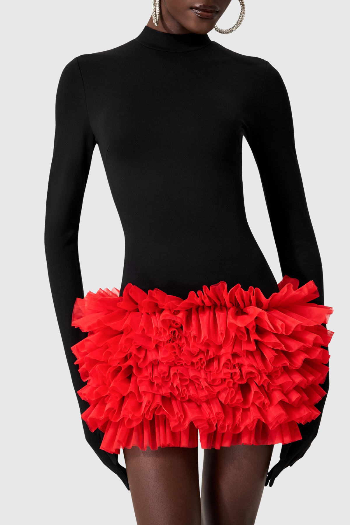 Raiden Ruffle Contrast Color Mini Dress?