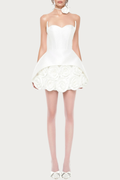 Remiel Strapless Rose Appliqu¨¦ Corset Mini Dress - White