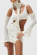 Taran Pearl Embellished Crochet Mini Dress