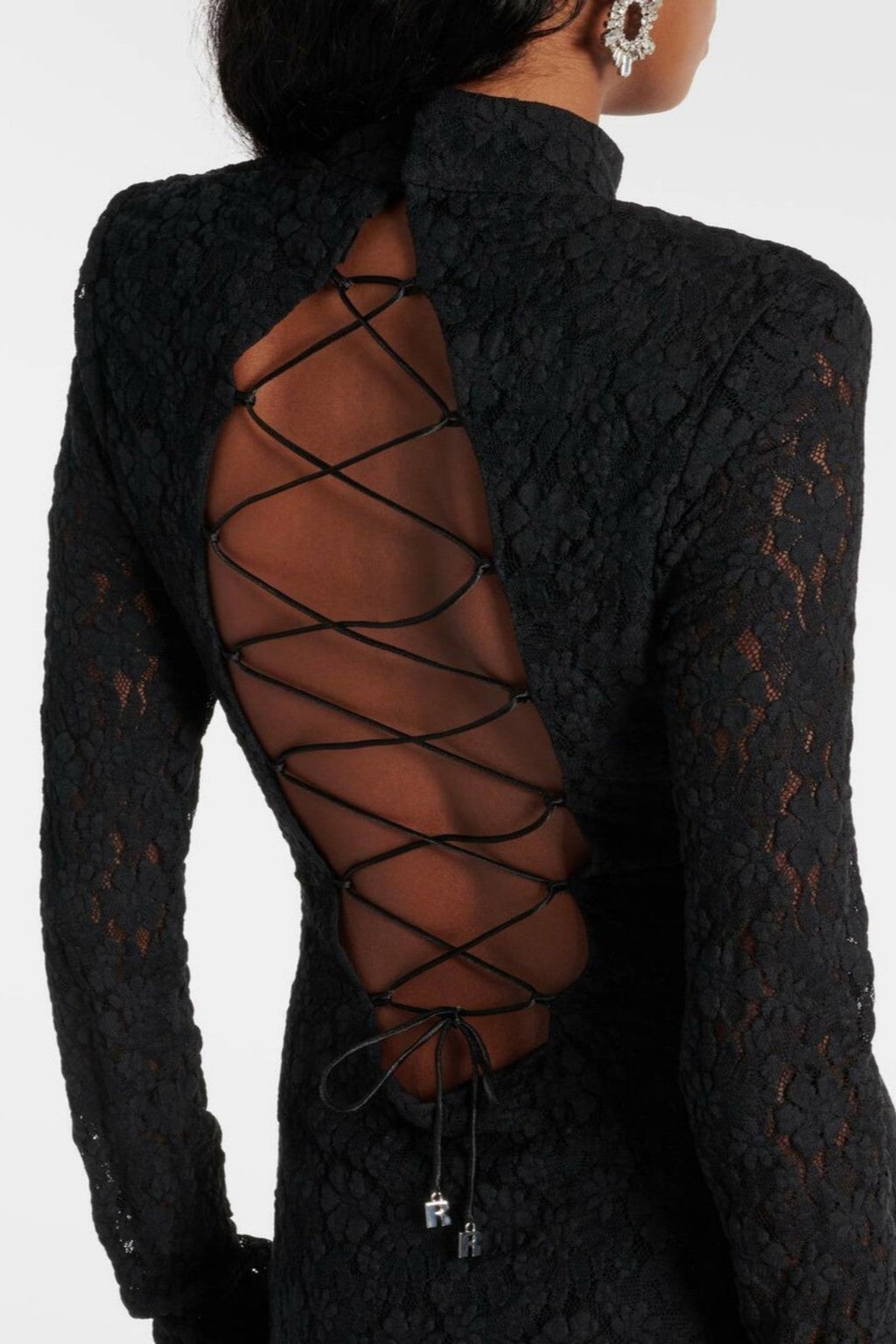 Vandya Lace Up Backless Mini Dress - Black