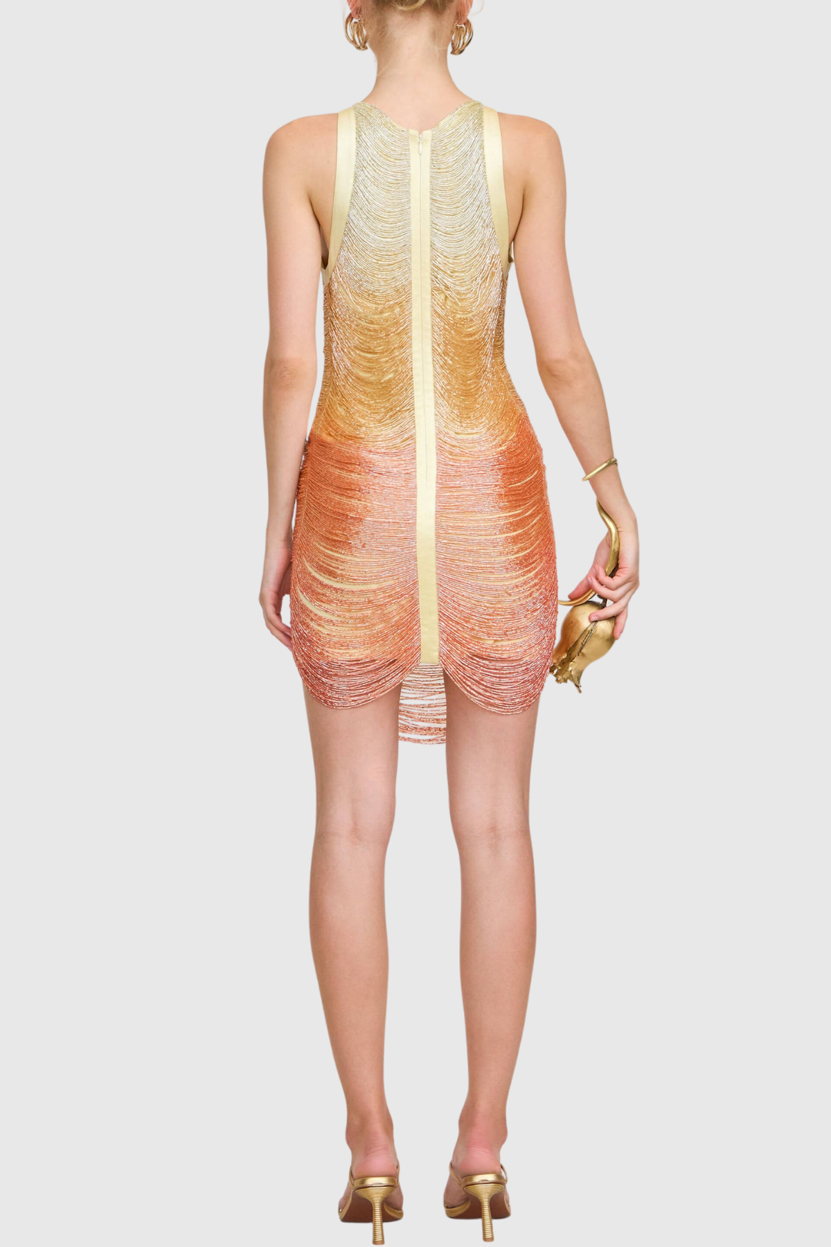 Zaina Sleeveless  Gradient Fringe Mini Dress