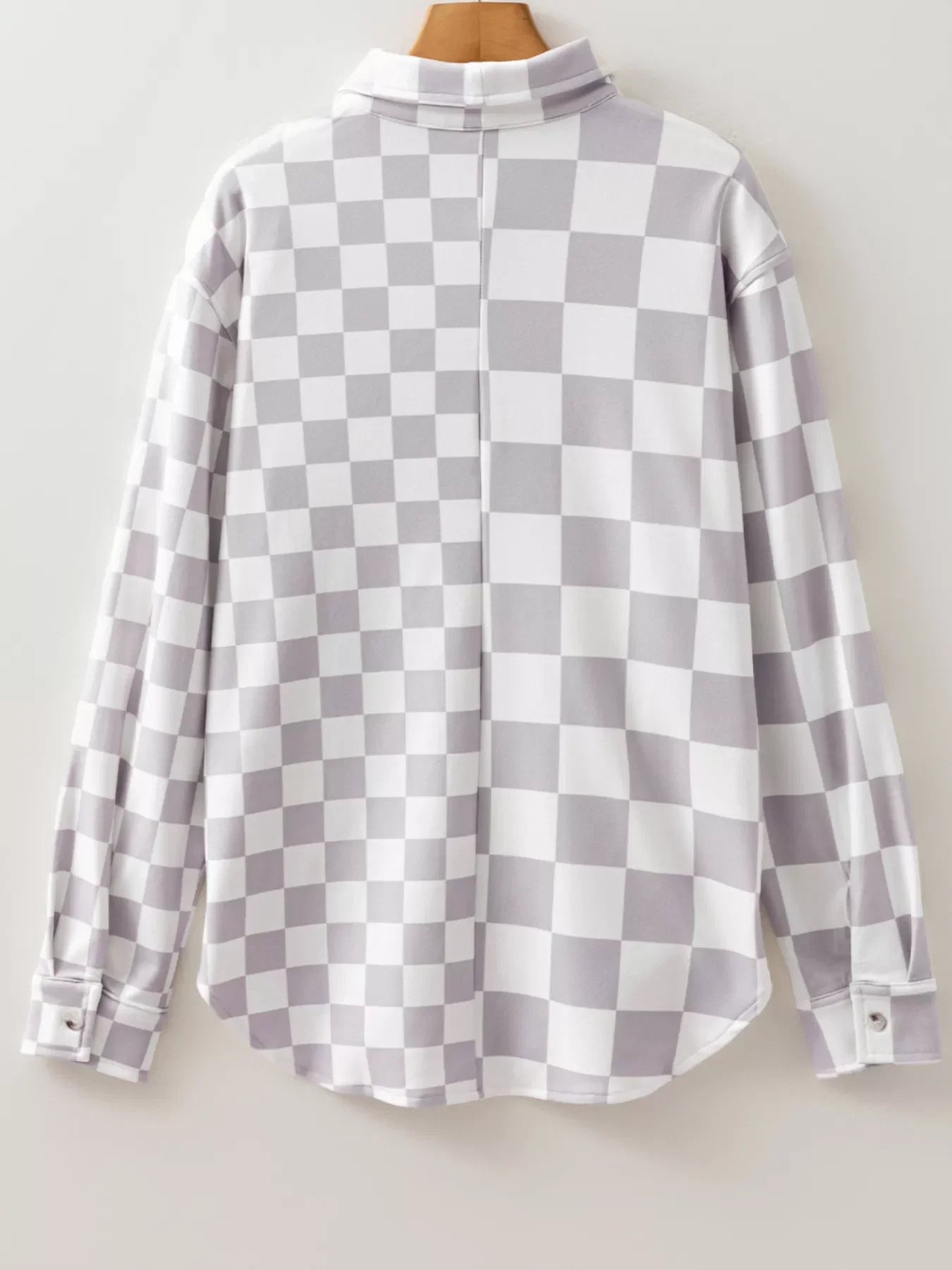 Checkerboard Flap Pocket Button Front Shacket